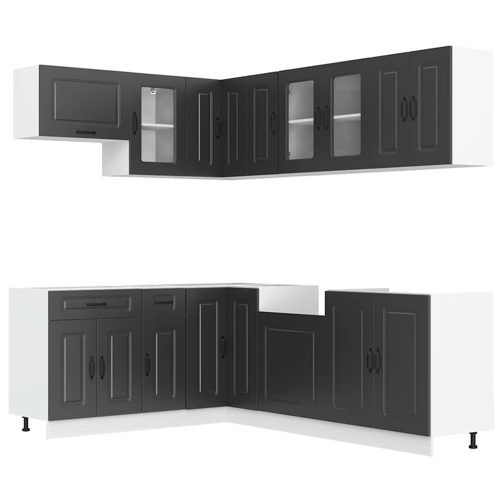Set Mobili da Cucina 11 pz Kalmar Neri Legno Multistrato
