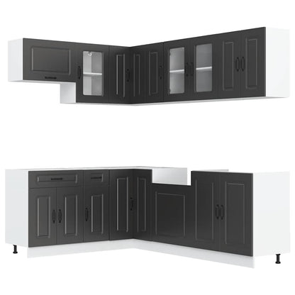 Set Mobili da Cucina 11 pz Kalmar Neri Legno Multistrato