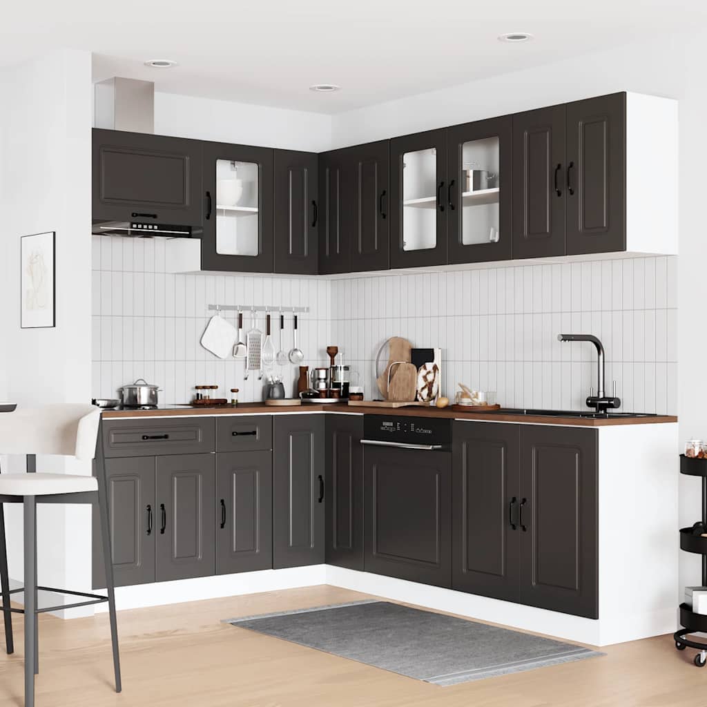 Set Mobili da Cucina 11 pz Kalmar Neri Legno Multistrato
