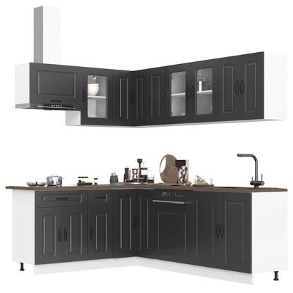 Set Mobili da Cucina 11 pz Kalmar Neri Legno Multistrato