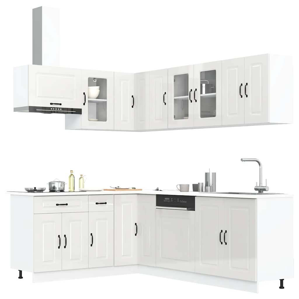 Set Mobili da Cucina 11 pz Kalmar Bianchi Lucido in Truciolato - homemem39