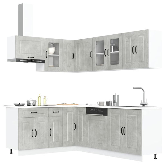 Set Mobili da Cucina 11 pz Kalmar Grigio Cemento in Truciolato | homemem39