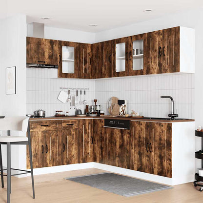 Set Mobili da Cucina 11 pz Kalmar Rovere Fumo Legno Multistrato | homemem39