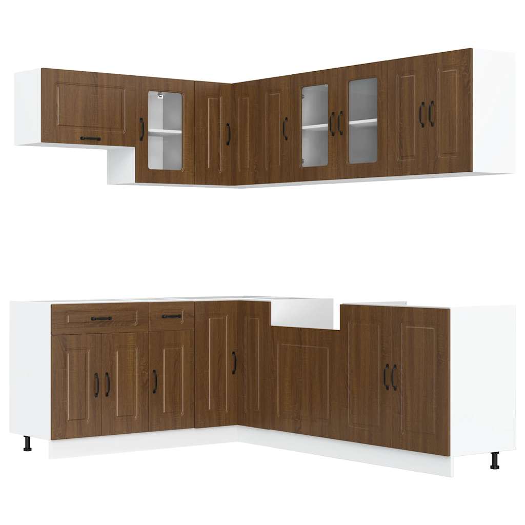 Set Mobili da Cucina 11 pz Kalmar Rovere Marrone in Truciolato | homemem39