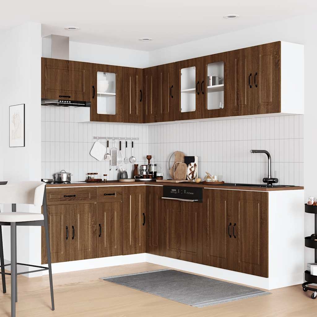 Set Mobili da Cucina 11 pz Kalmar Rovere Marrone in Truciolato | homemem39