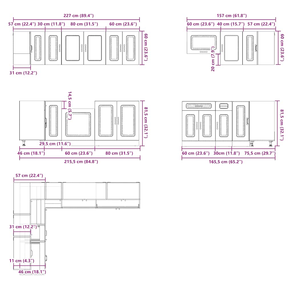 Set Mobili da Cucina 11 pz Kalmar Rovere Marrone in Truciolato | homemem39