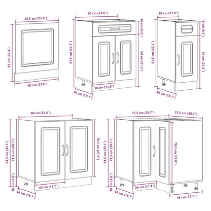 Set Mobili da Cucina 11 pz Kalmar Rovere Marrone in Truciolato | homemem39