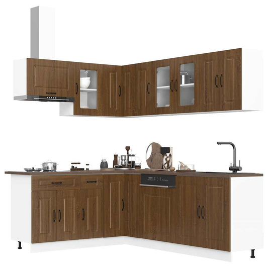 Set Mobili da Cucina 11 pz Kalmar Rovere Marrone in Truciolato | homemem39