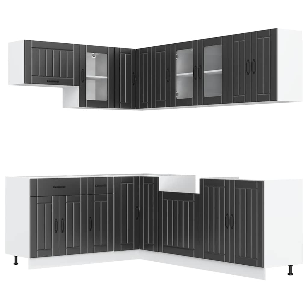 Set Mobili da Cucina 11 pz Lucca Neri Legno Multistrato | homemem39