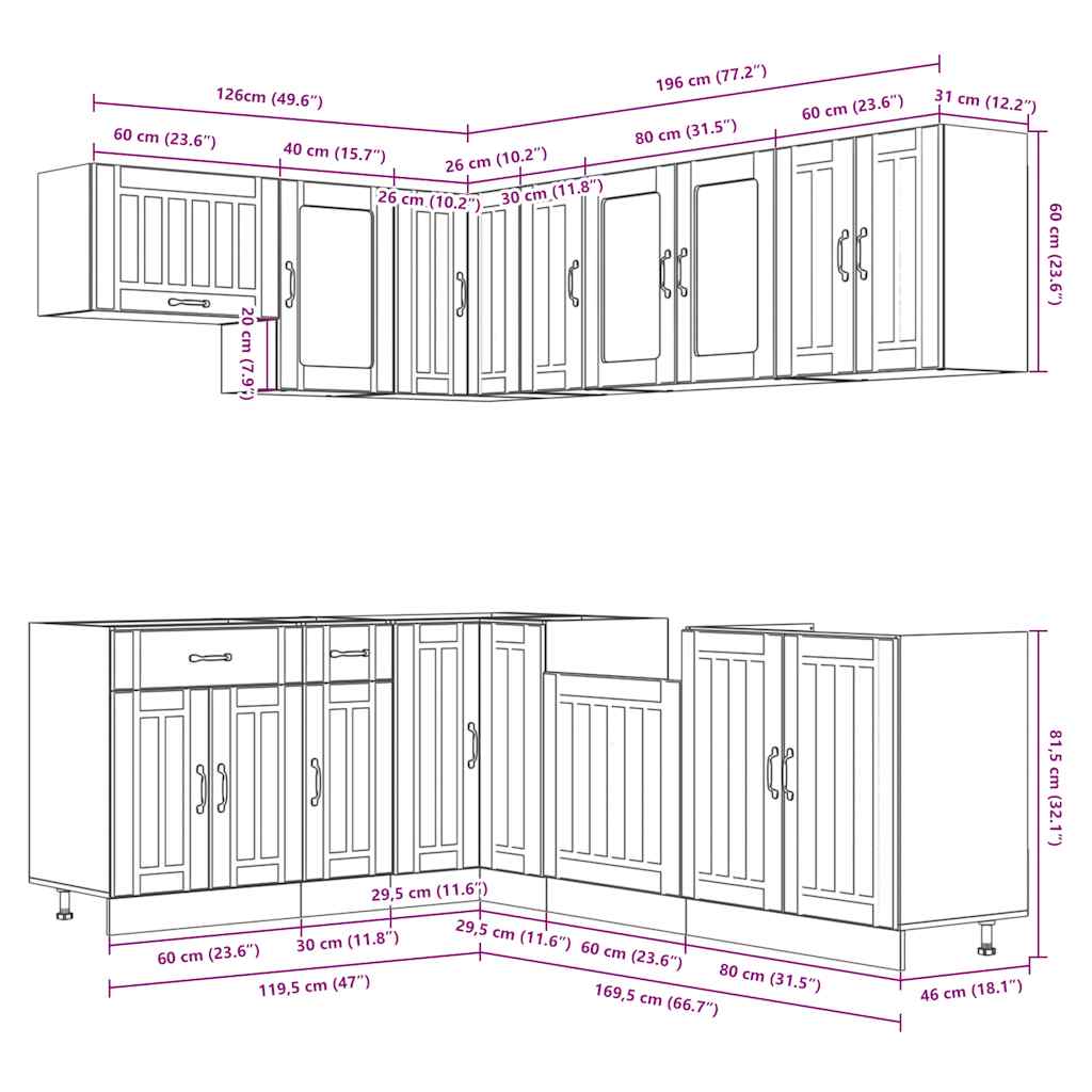 Set Mobili da Cucina 11 pz Lucca Neri Legno Multistrato | homemem39