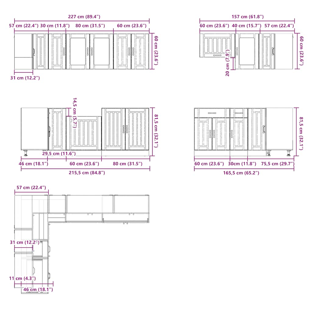 Set Mobili da Cucina 11 pz Lucca Neri Legno Multistrato | homemem39