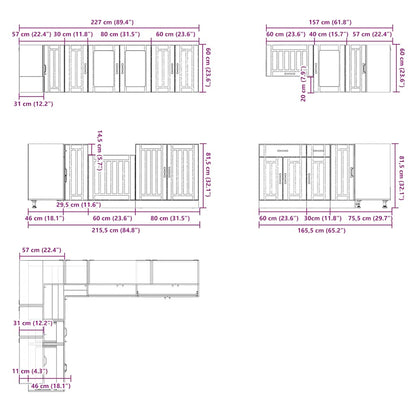 Set Mobili da Cucina 11 pz Lucca Neri Legno Multistrato | homemem39