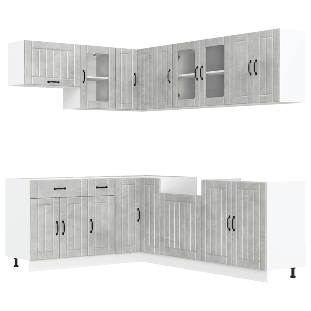 Set Mobili da Cucina 11 pz Lucca Grigio Cemento in Truciolato | homemem39
