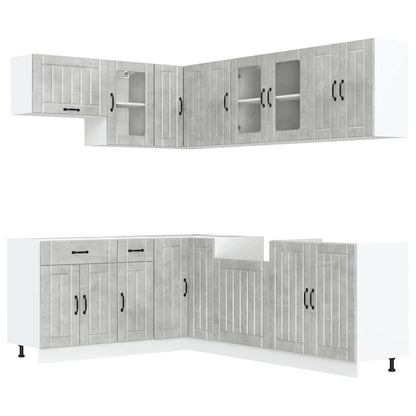 Set Mobili da Cucina 11 pz Lucca Grigio Cemento in Truciolato | homemem39