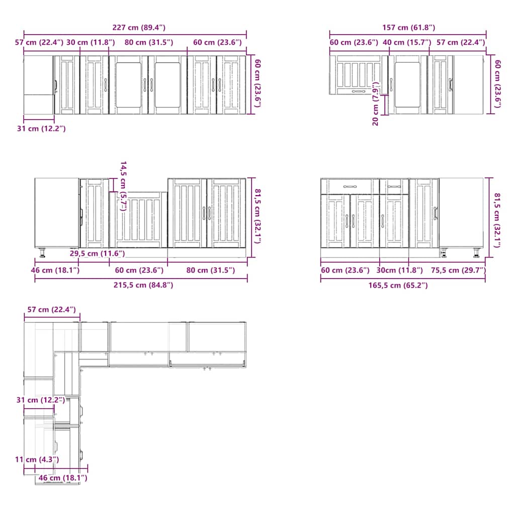 Set Mobili da Cucina 11 pz Lucca Grigio Cemento in Truciolato | homemem39