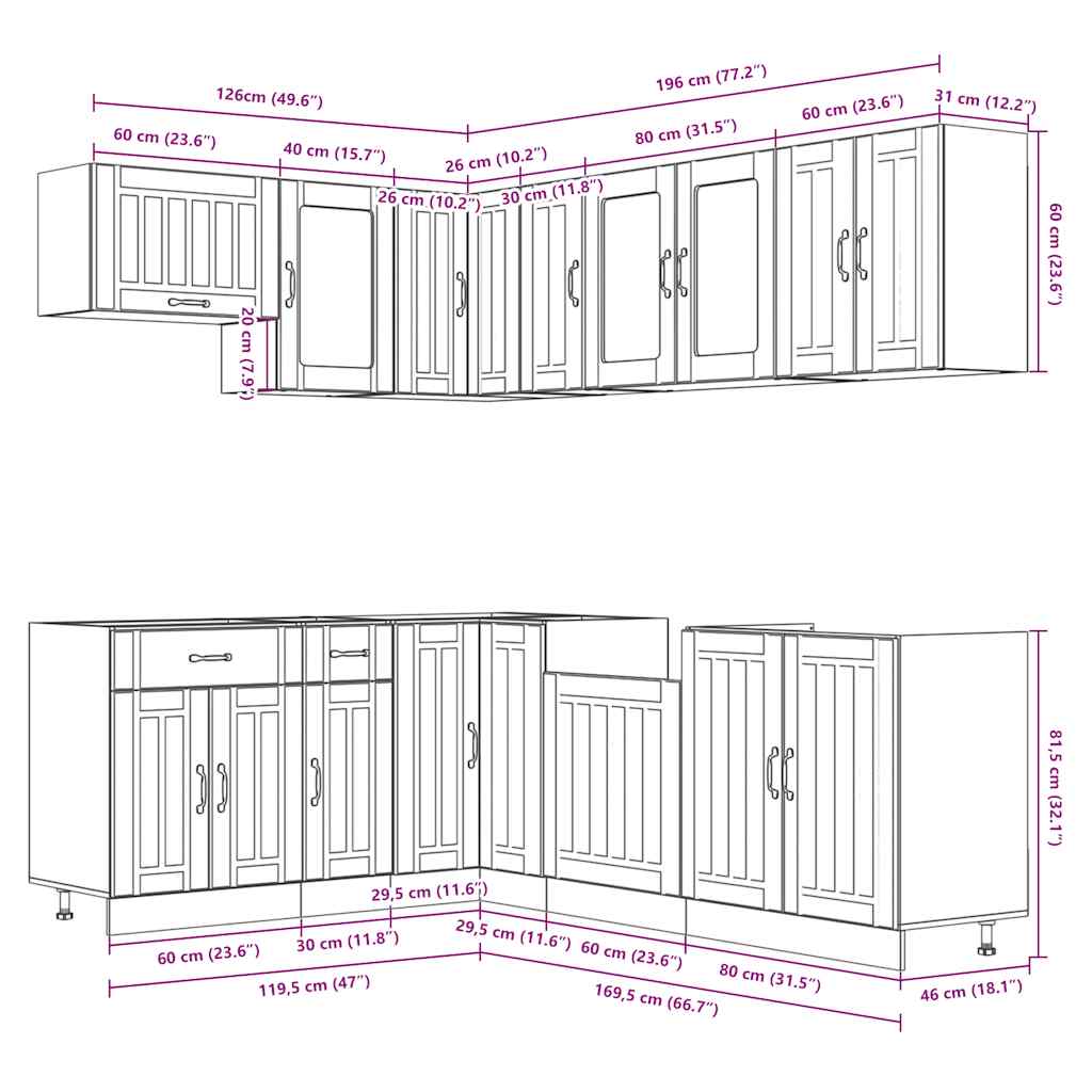 Set Mobili da Cucina 11 pz Lucca Grigio Sonoma in Truciolato | homemem39