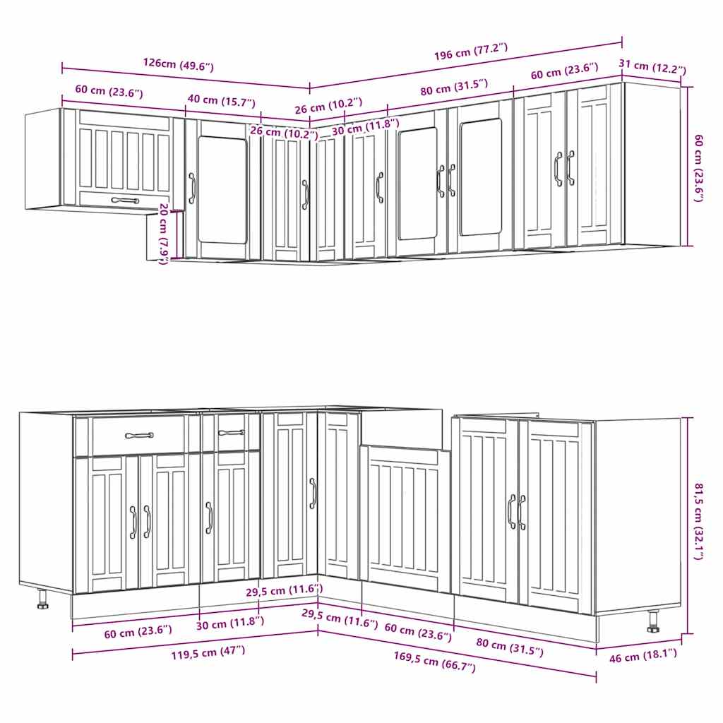 Set Mobili da Cucina 11 pz Lucca Rovere Artigianale Truciolato | homemem39