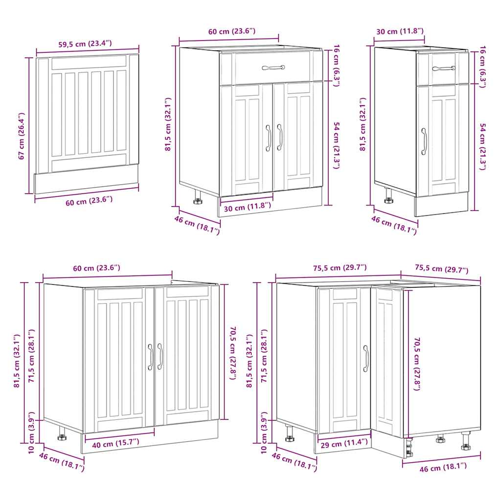 Set Mobili da Cucina 11 pz Lucca Rovere Artigianale Truciolato | homemem39