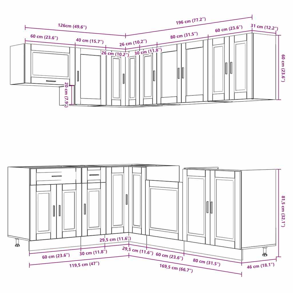 Set Mobili da Cucina 11 pz Porto Grigio Cemento in Truciolato | homemem39
