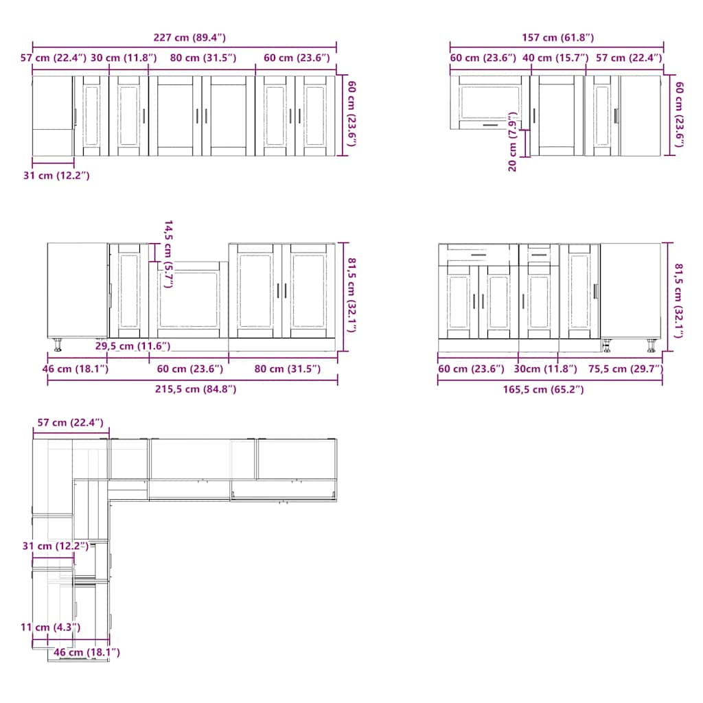 Set Mobili da Cucina 11 pz Porto Grigio Cemento in Truciolato | homemem39