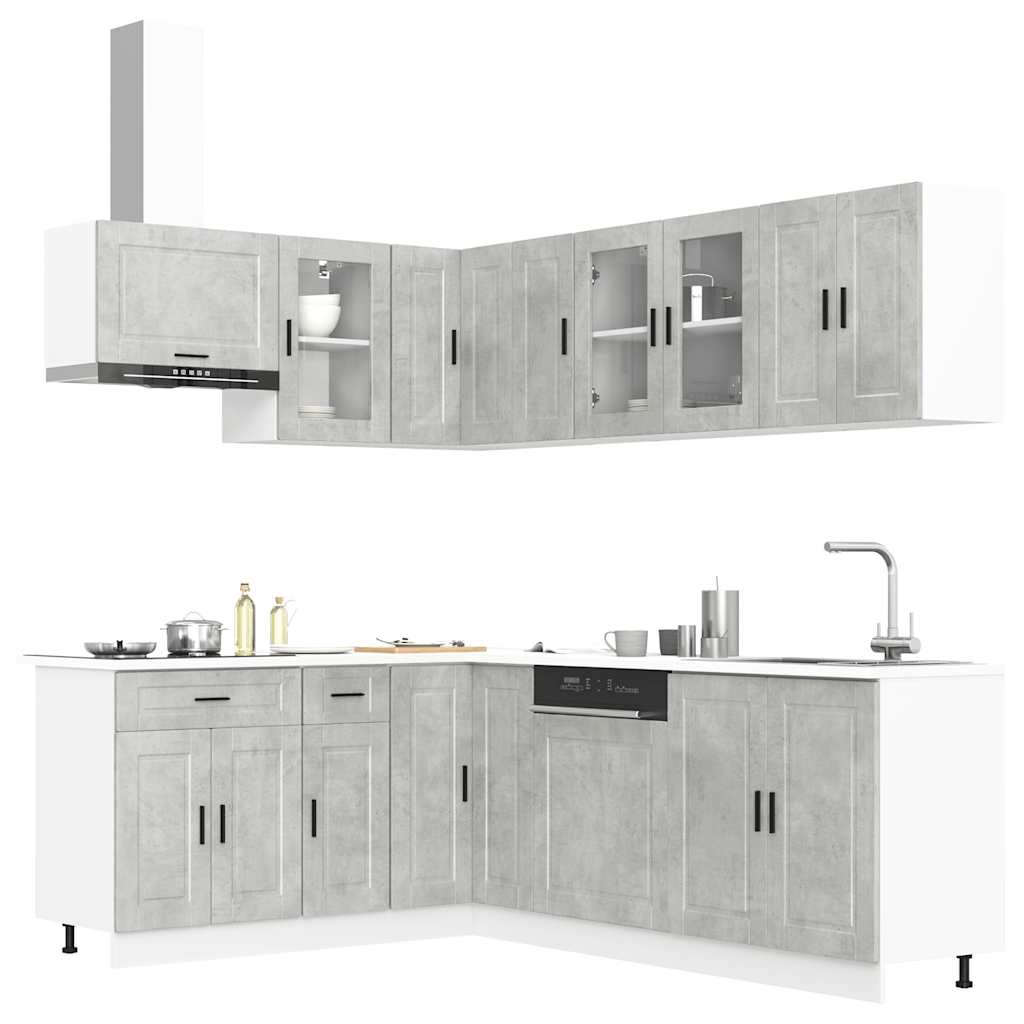 Set Mobili da Cucina 11 pz Porto Grigio Cemento in Truciolato | homemem39