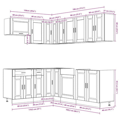 Set Mobili da Cucina 11 pz Porto Grigio Sonoma in Truciolato | homemem39