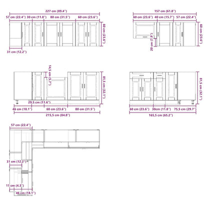 Set Mobili da Cucina 11 pz Porto Grigio Sonoma in Truciolato | homemem39