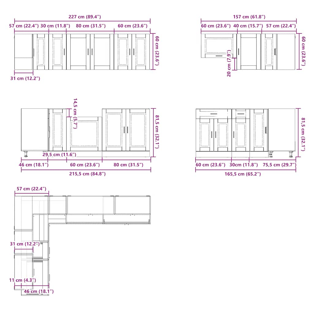 Set Mobili da Cucina 11 pz Porto Rovere Marrone in Truciolato | homemem39