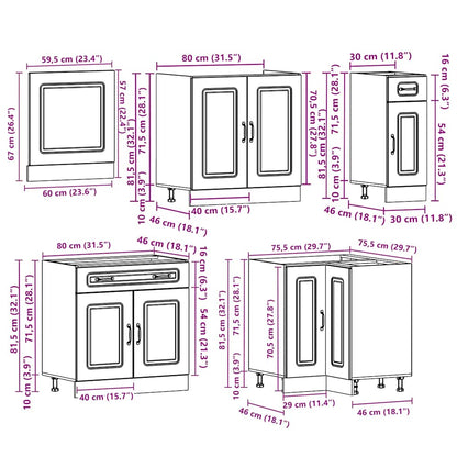 Set Mobili da Cucina 11 pz Kalmar Neri Legno Multistrato | homemem39