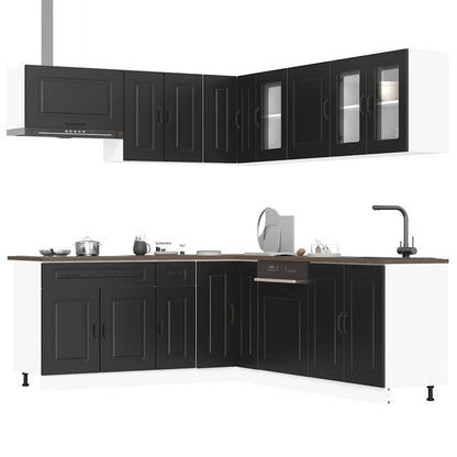 Set Mobili da Cucina 11 pz Kalmar Neri Legno Multistrato | homemem39
