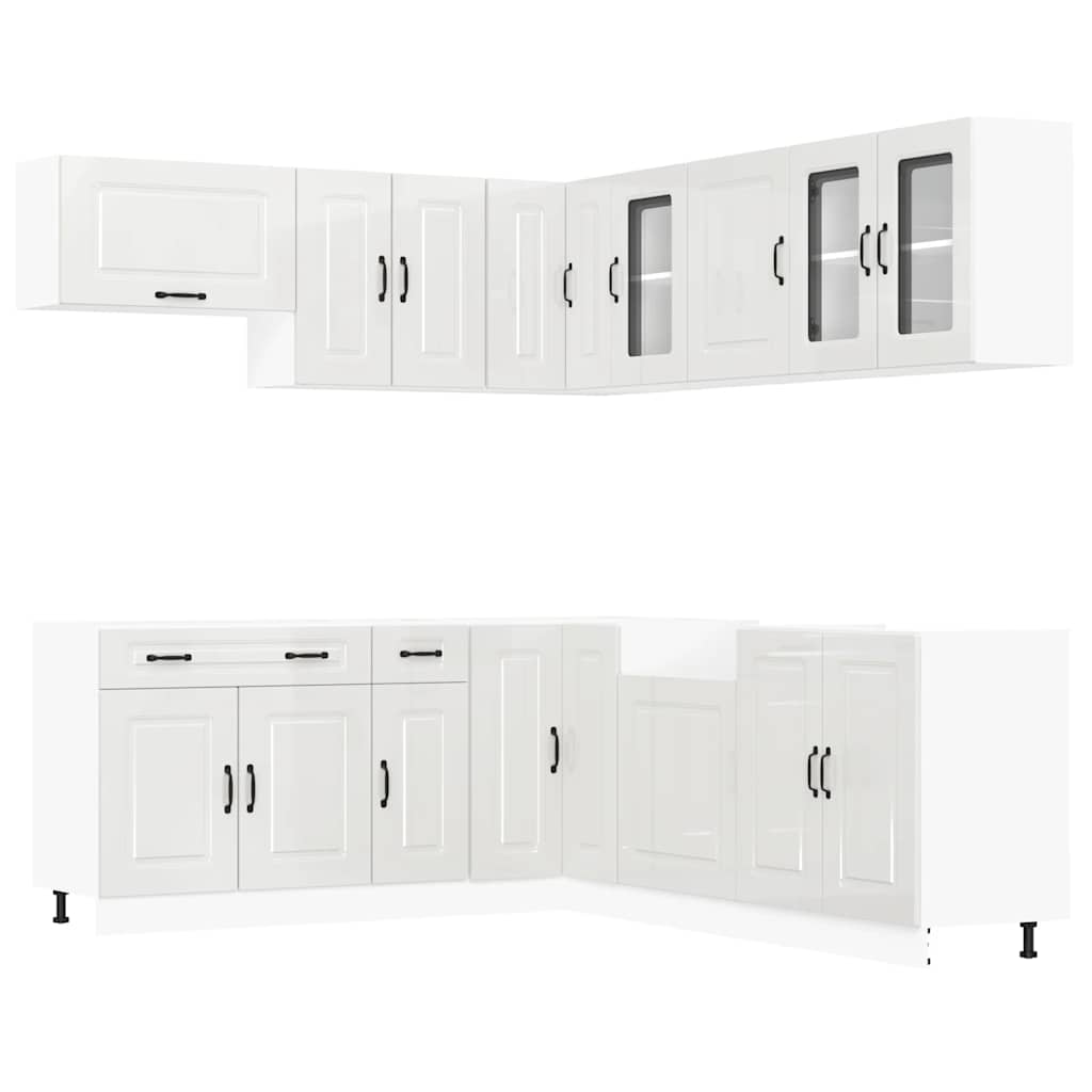 Set Mobili da Cucina 11 pz Kalmar Bianchi Lucido in Truciolato - homemem39