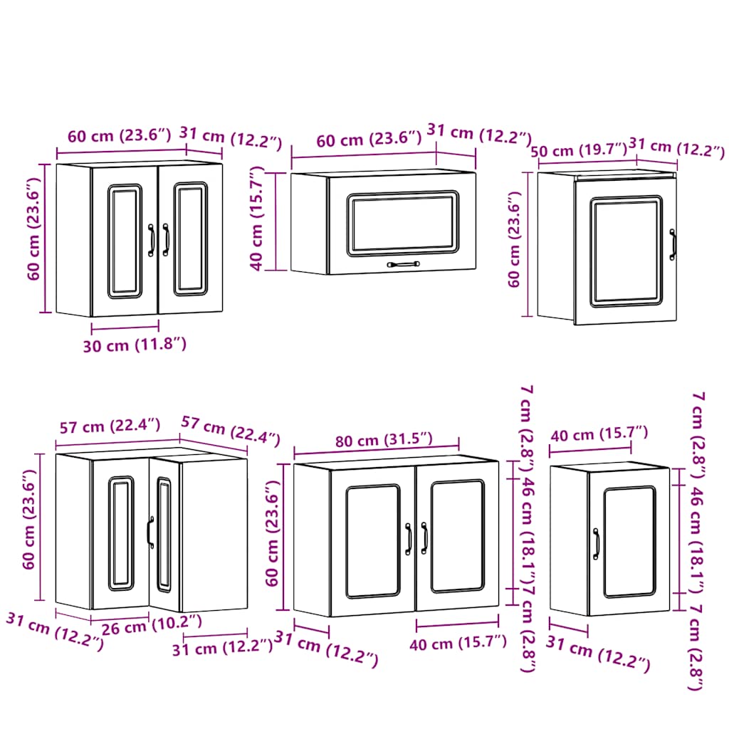 Set Mobili da Cucina 11 pz Kalmar Bianchi Lucido in Truciolato - homemem39