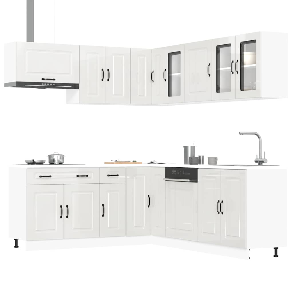 Set Mobili da Cucina 11 pz Kalmar Bianchi Lucido in Truciolato - homemem39