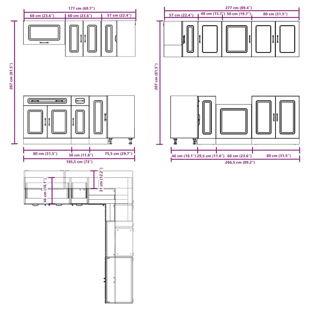 Set Mobili da Cucina 11 pz Kalmar Grigio Cemento in Truciolato | homemem39