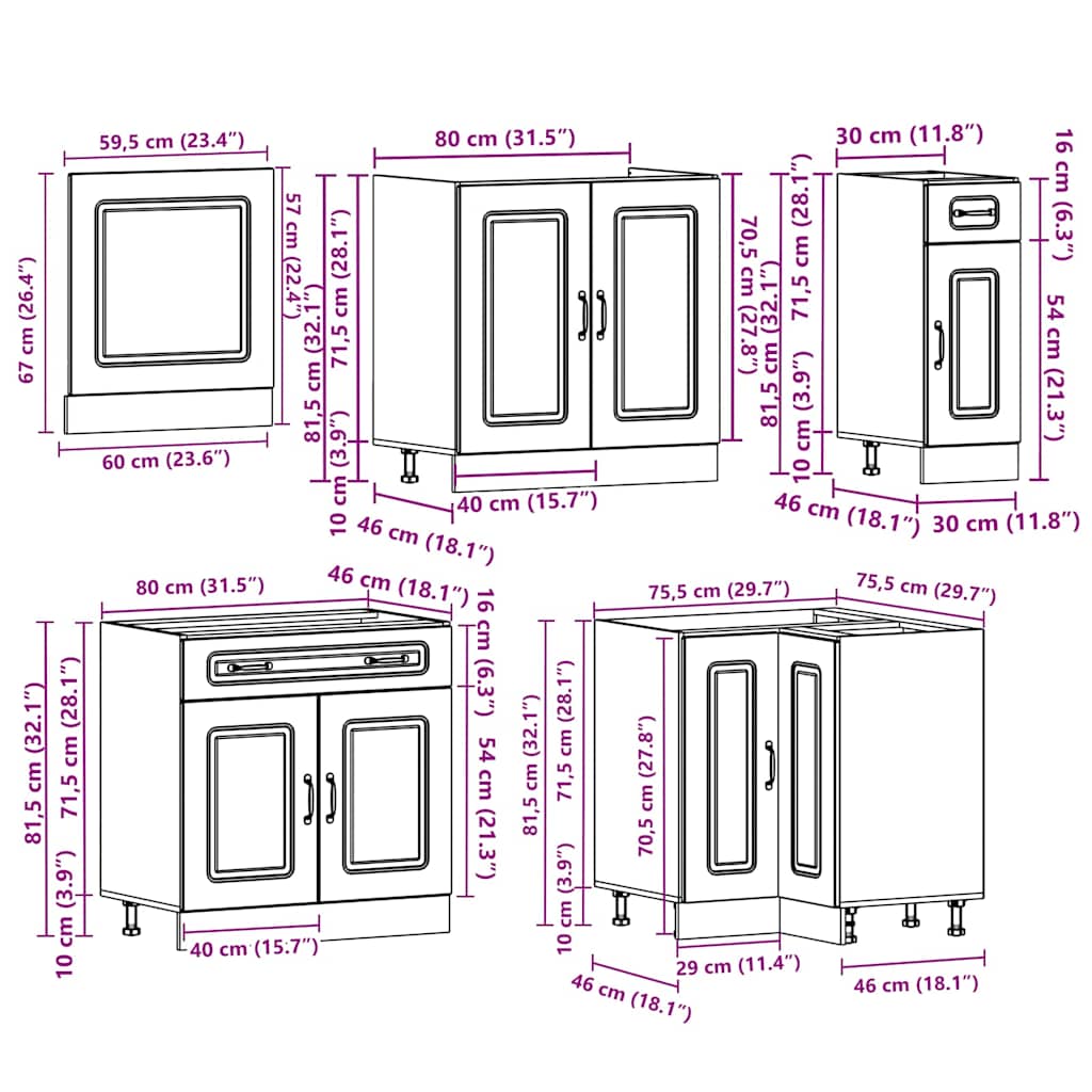 Set Mobili da Cucina 11 pz Kalmar Grigio Cemento in Truciolato | homemem39