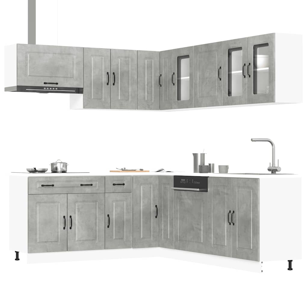 Set Mobili da Cucina 11 pz Kalmar Grigio Cemento in Truciolato | homemem39