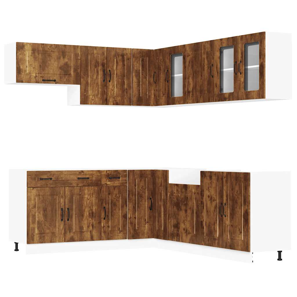 Set Mobili da Cucina 11 pz Kalmar Rovere Fumo Legno Multistrato | homemem39