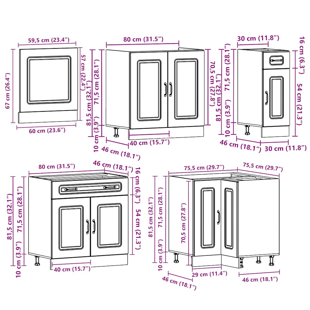 Set Mobili da Cucina 11 pz Kalmar Rovere Marrone in Truciolato | homemem39
