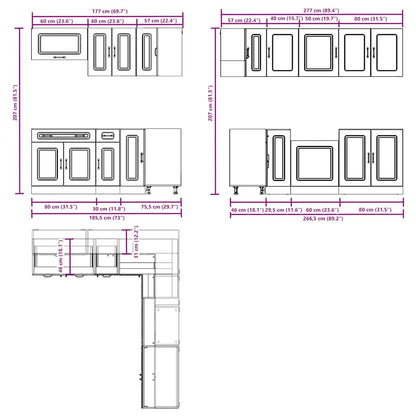 Set Mobili da Cucina 11 pz Kalmar Legno Vecchio in Truciolato | homemem39