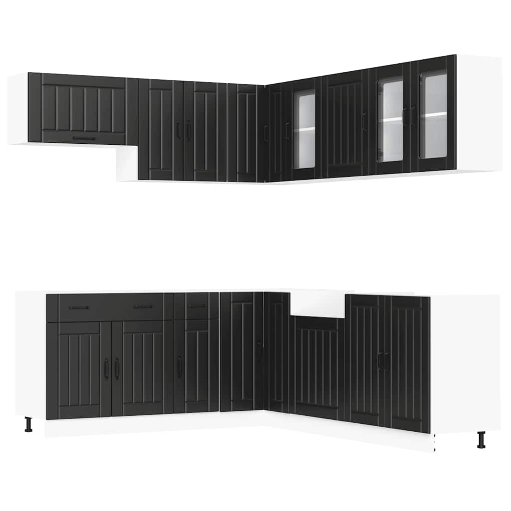 Set Mobili da Cucina 11 pz Lucca Neri Legno Multistrato | homemem39