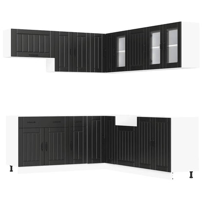 Set Mobili da Cucina 11 pz Lucca Neri Legno Multistrato | homemem39