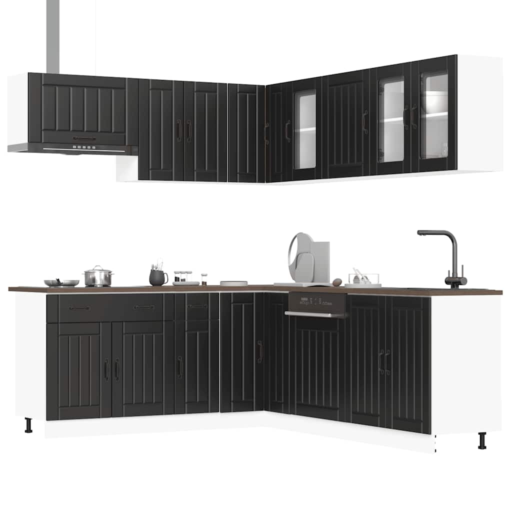 Set Mobili da Cucina 11 pz Lucca Neri Legno Multistrato | homemem39