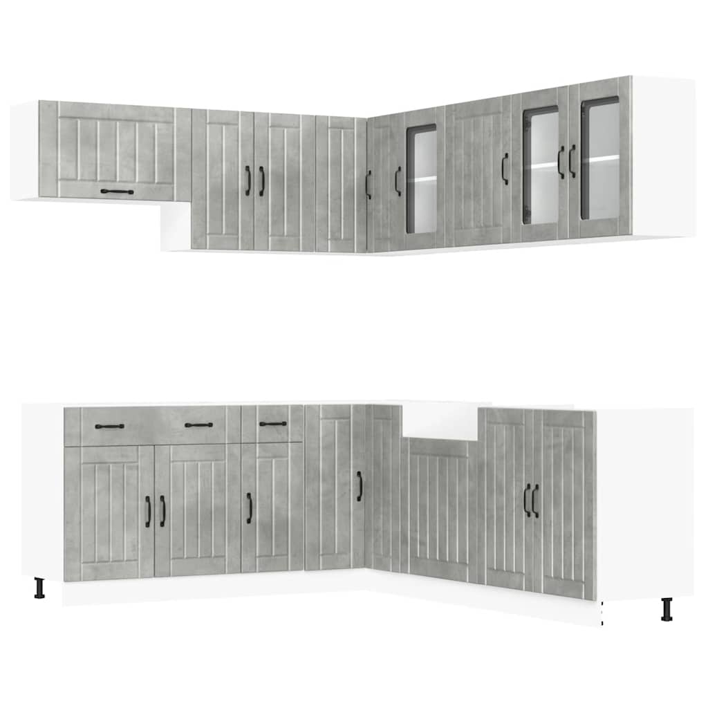 Set Mobili da Cucina 11 pz Lucca Grigio Cemento in Truciolato | homemem39