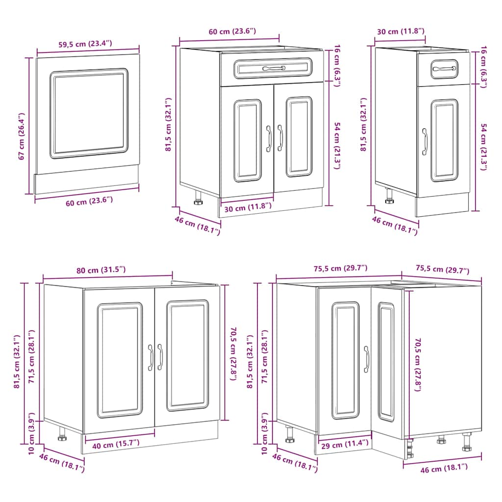 Set Mobili da Cucina 11 pz Lucca Grigio Cemento in Truciolato | homemem39