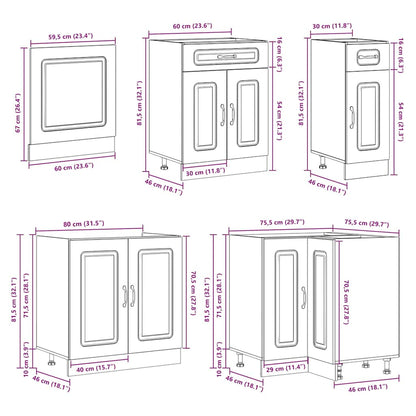 Set Mobili da Cucina 11 pz Lucca Grigio Cemento in Truciolato | homemem39