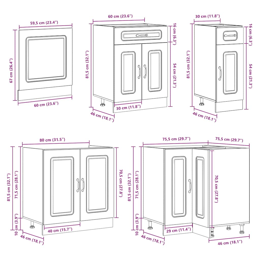 Set Mobili da Cucina 11 pz Lucca Grigio Sonoma in Truciolato | homemem39