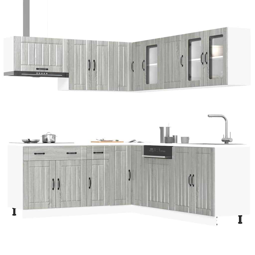 Set Mobili da Cucina 11 pz Lucca Grigio Sonoma in Truciolato | homemem39
