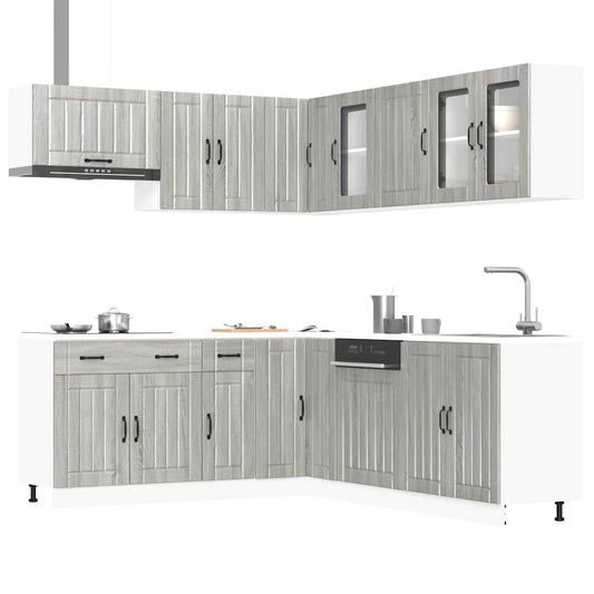 Set Mobili da Cucina 11 pz Lucca Grigio Sonoma in Truciolato | homemem39