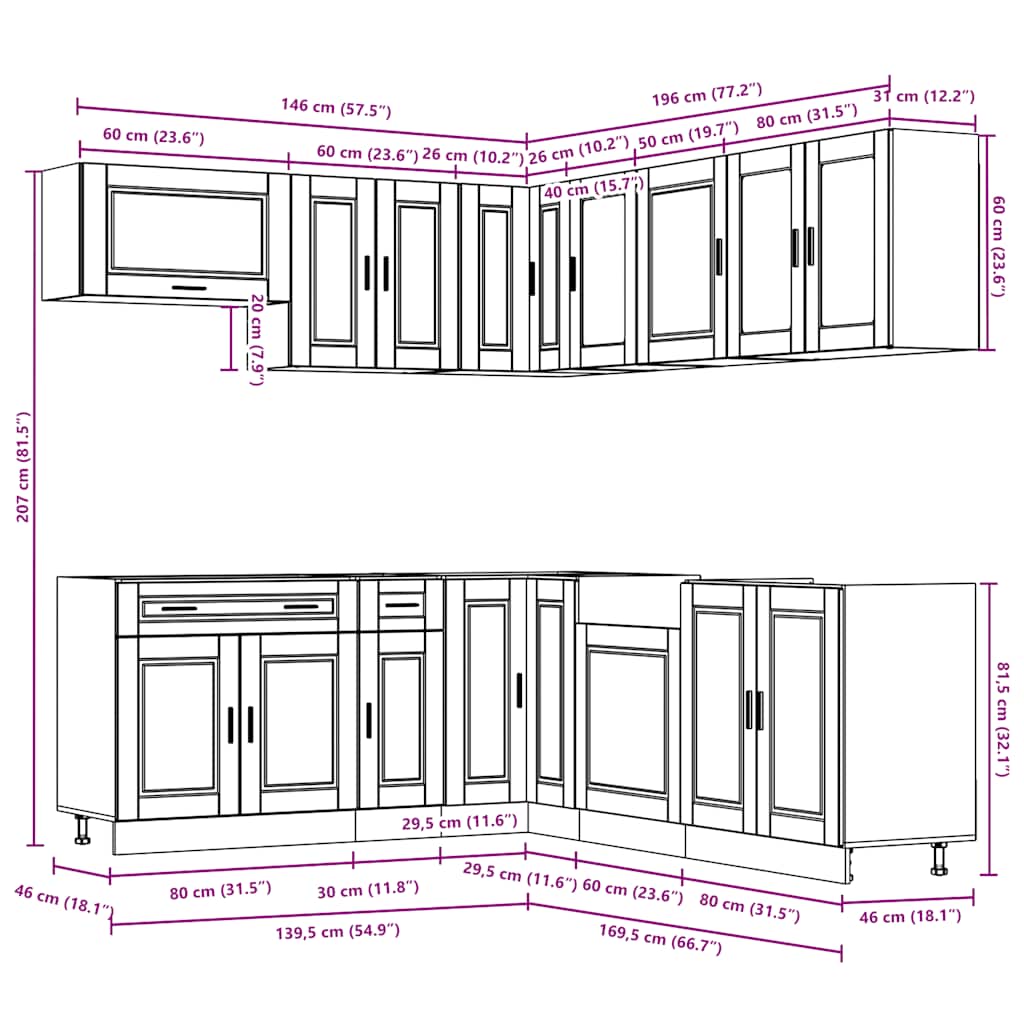 Set Mobili da Cucina 11 pz Porto Bianchi Legno Multistrato | homemem39
