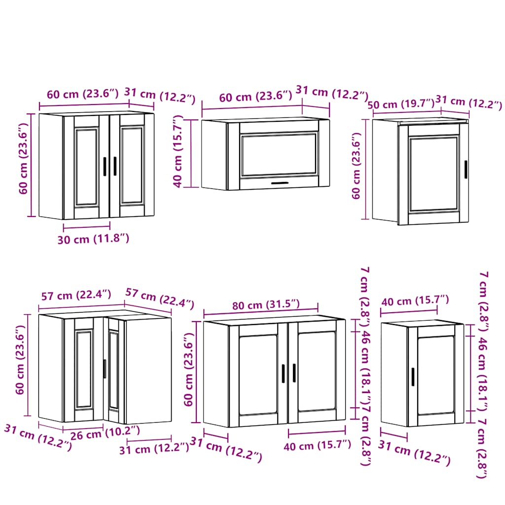 Set Mobili da Cucina 11 pz Porto Neri Legno Multistrato | homemem39